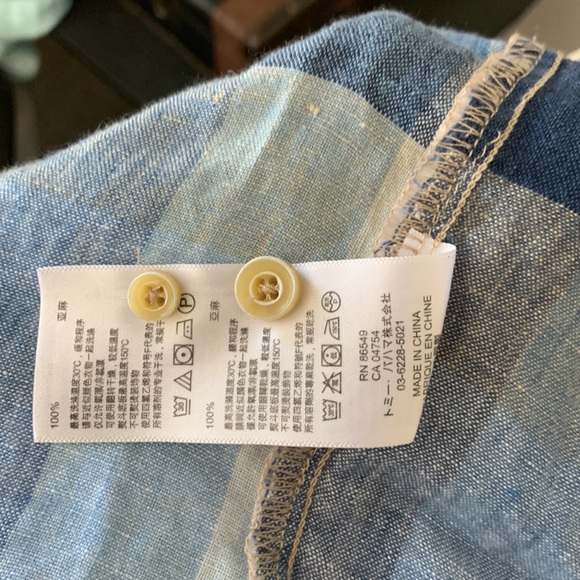 Tommy Bahama relax blue plaid modern fit short sleeve 100% linen mens large - Picture 8 of 9